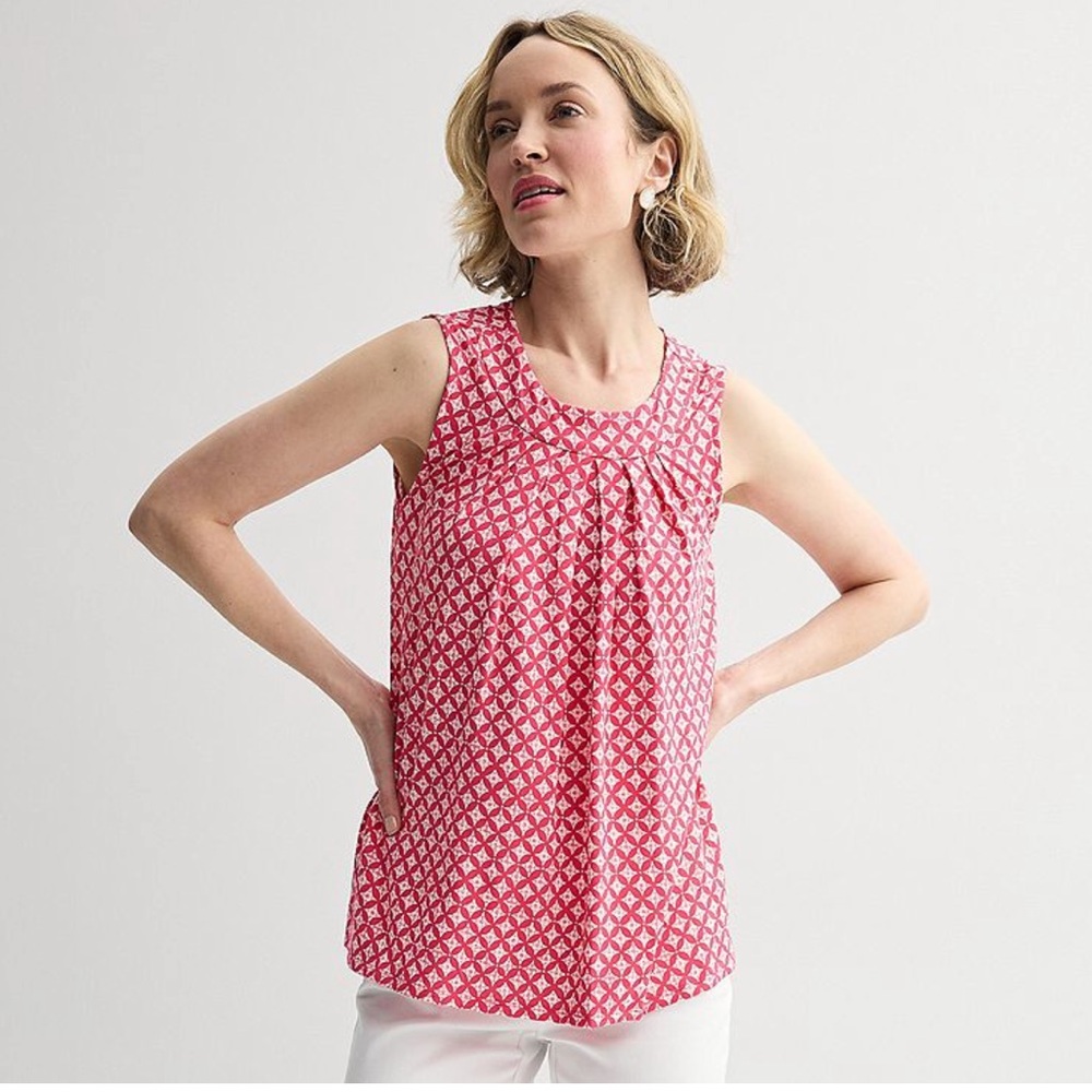 *NWT* Croft & Barrow Coral Mod Geo Pleated Tank Top- XXL